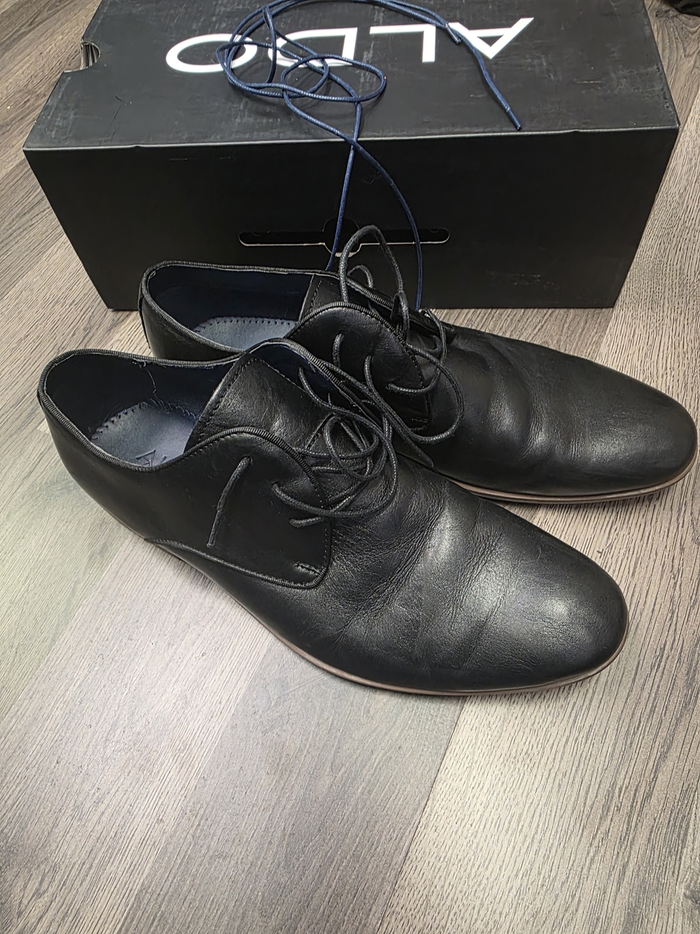 Aldo Black Leather Derby Lace-Up Shoes